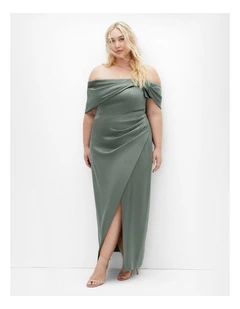 Paloma Off Shoulder Maxi Dress in Sage
