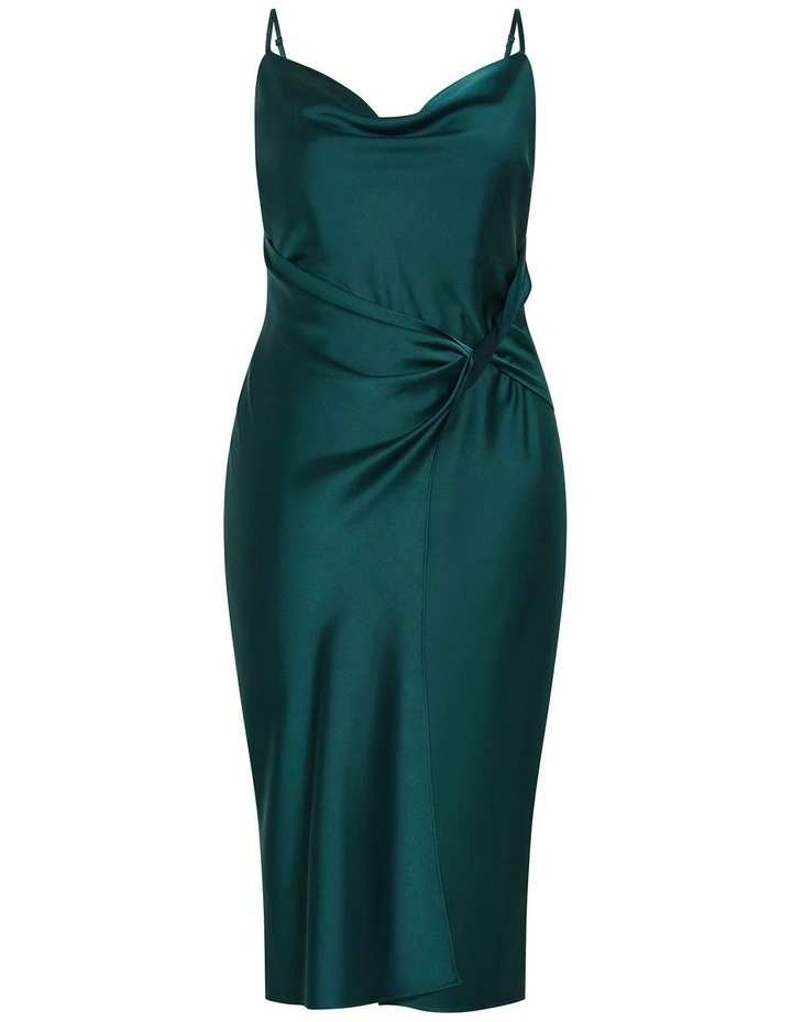 Adelina Twist Slip Dress in Emerald image 3