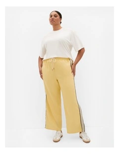 Side Stripe Linen Blend Pant in Buttercup