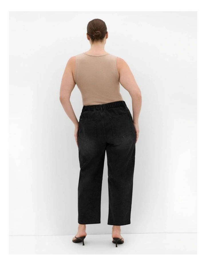 Harley Fit Bridget Barrel Leg Ankle Grazer Jeans in Black Wash image 2