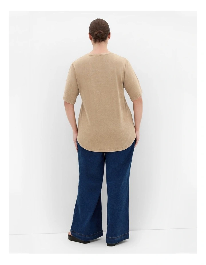 Lola Cotton Tee in Taupe Wash image 2