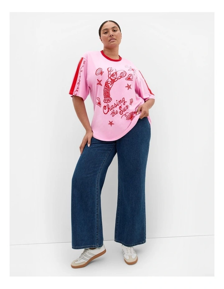 Chasing The Sun Oversized Tee in Pink image 1