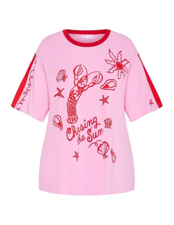 Chasing The Sun Oversized Tee in Pink image 3
