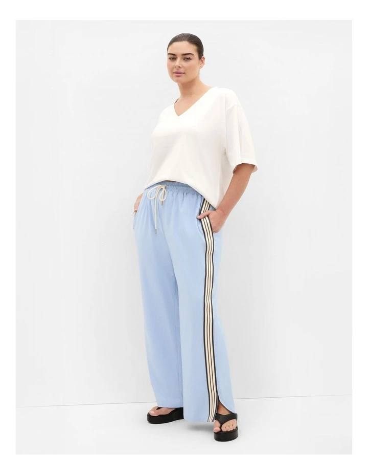 Side Stripe Linen Blend Pant in Soft Blue image 1