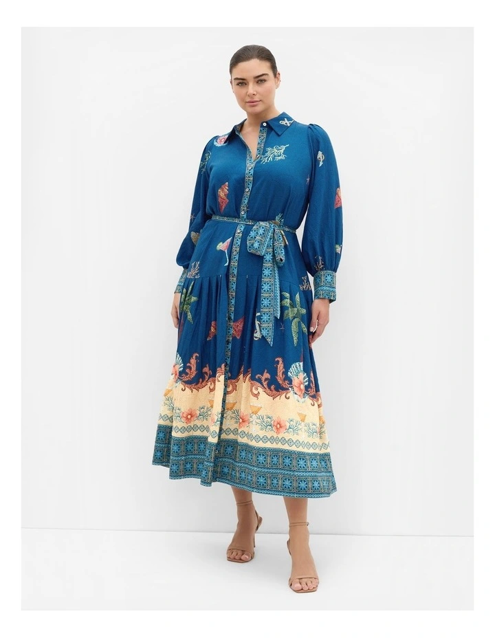 Ezra Sea Print Maxi Dress in Marine Navy image 1