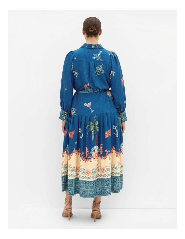 Ezra Sea Print Maxi Dress in Marine Navy image 2
