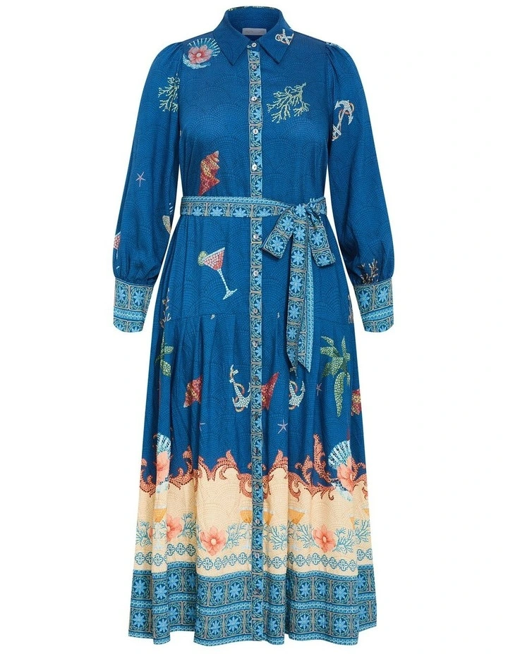 Ezra Sea Print Maxi Dress in Marine Navy image 3