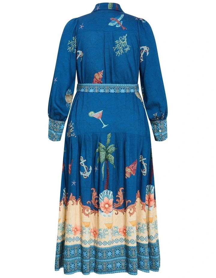 Ezra Sea Print Maxi Dress in Marine Navy image 4
