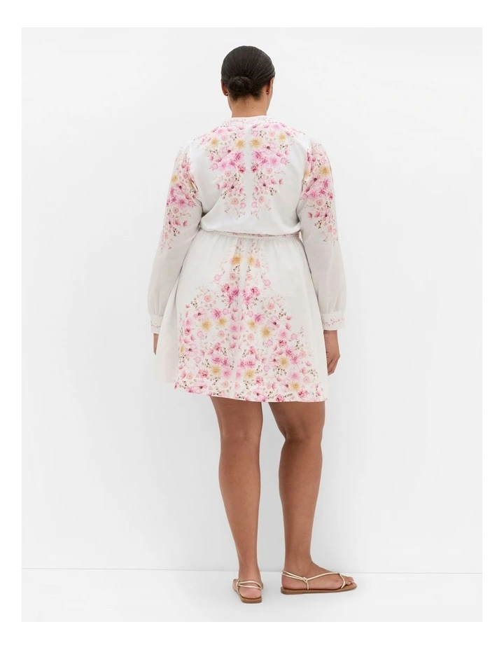 Elia Pink Patrice Print Mini Dress in Ivory image 2