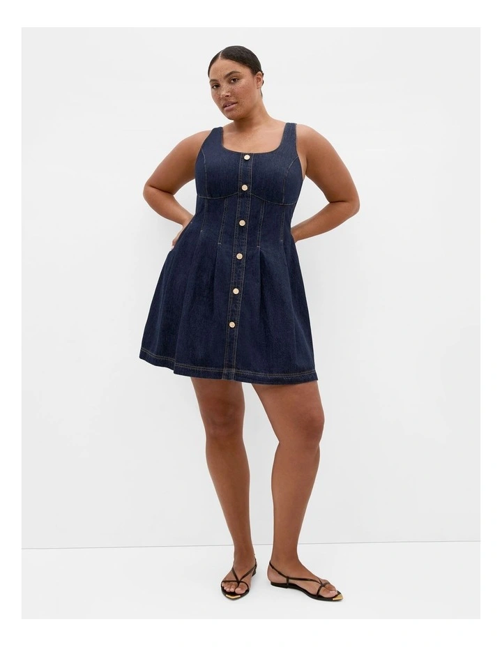 Alexa Denim Mini Dress in Dark Wash image 1