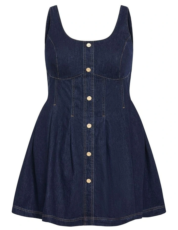 Alexa Denim Mini Dress in Dark Wash image 3