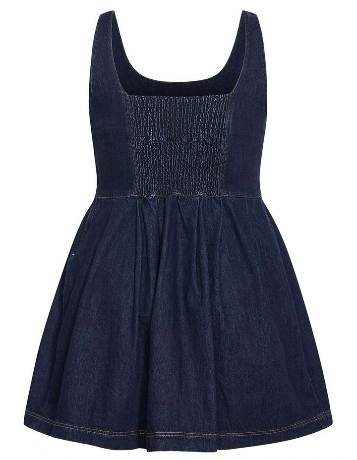 Alexa Denim Mini Dress in Dark Wash image 4