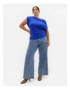 Imani Off Shoulder Top in Ocean Blue