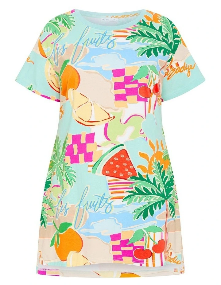 Summer Love Print Sleep Shirt in Mint image 3
