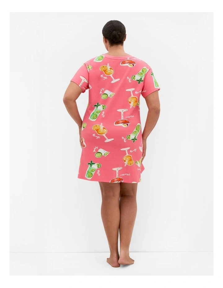 Happy Hour Print Sleep Shirt in Coral image 2