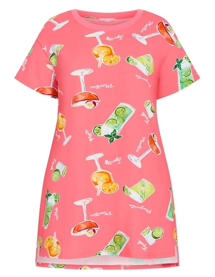 Happy Hour Print Sleep Shirt in Coral image 3