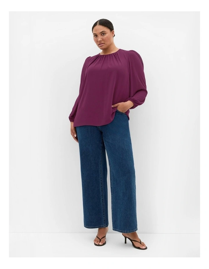 Kelly Sheer Sleeve Top in Jam image 1