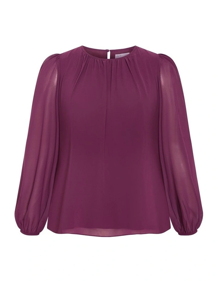Kelly Sheer Sleeve Top in Jam image 3