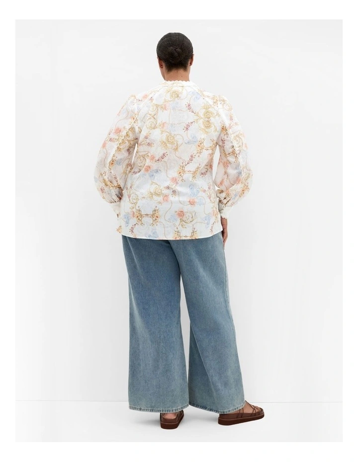 Clover Opulent Print Shirt in Ivory image 2