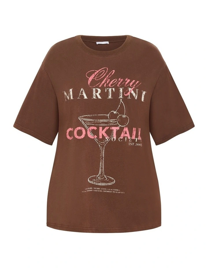 Martini Cotton Tee in Chocolate image 3