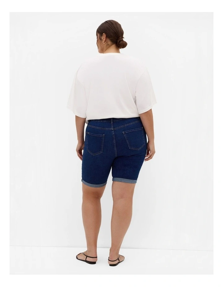 Turn Up Skinny Denim Short in Mid Wash image 2