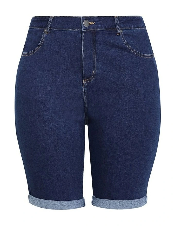 Turn Up Skinny Denim Short in Mid Wash image 3