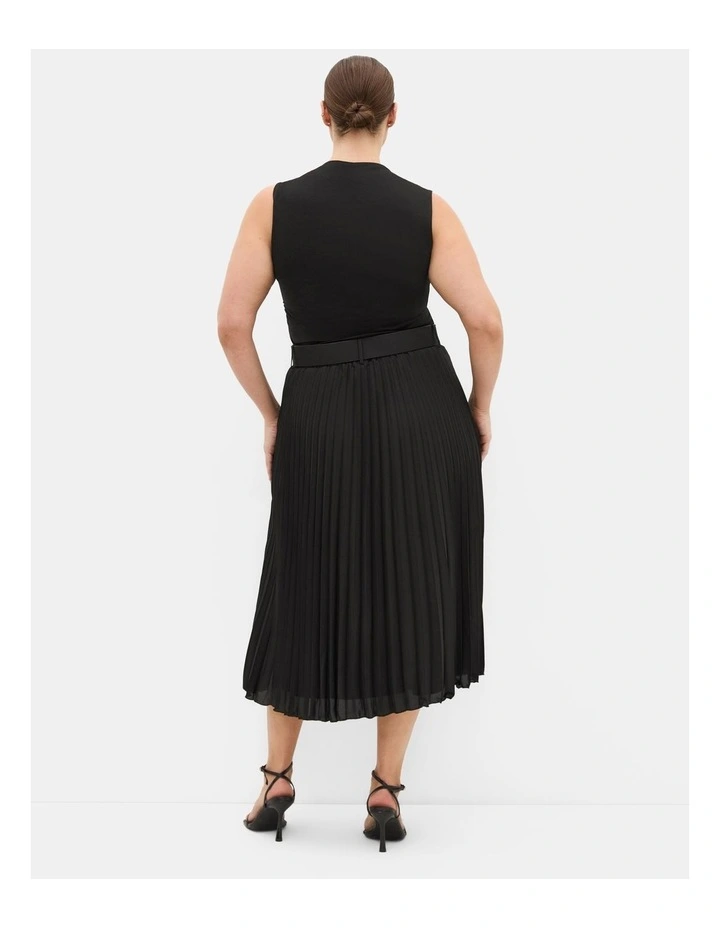 Petra Pleat Midi Skirt in Black image 2