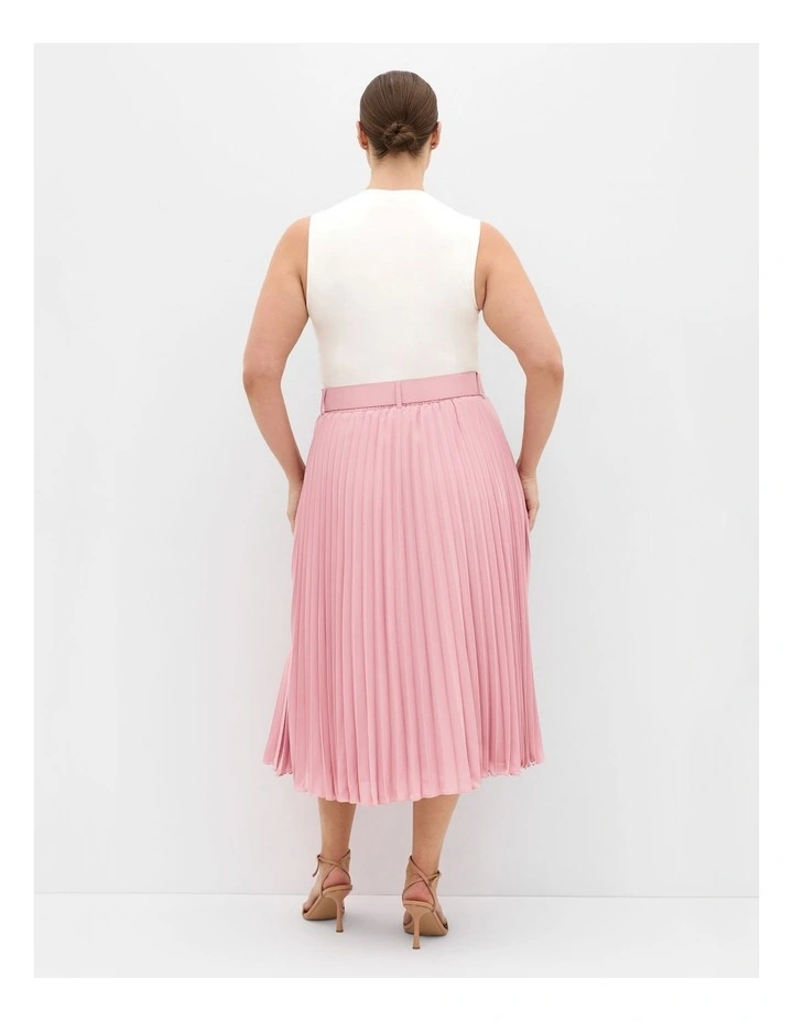Petra Pleat Midi Skirt in Dusty Rose image 2