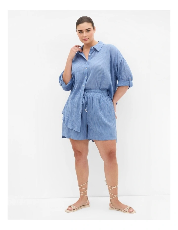 Maia Stripe Cotton Short in Indigo image 1