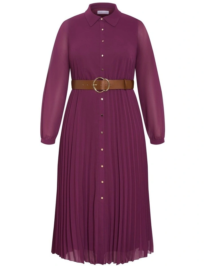 Honey Lane Pleat Midi Dress in Jam image 3