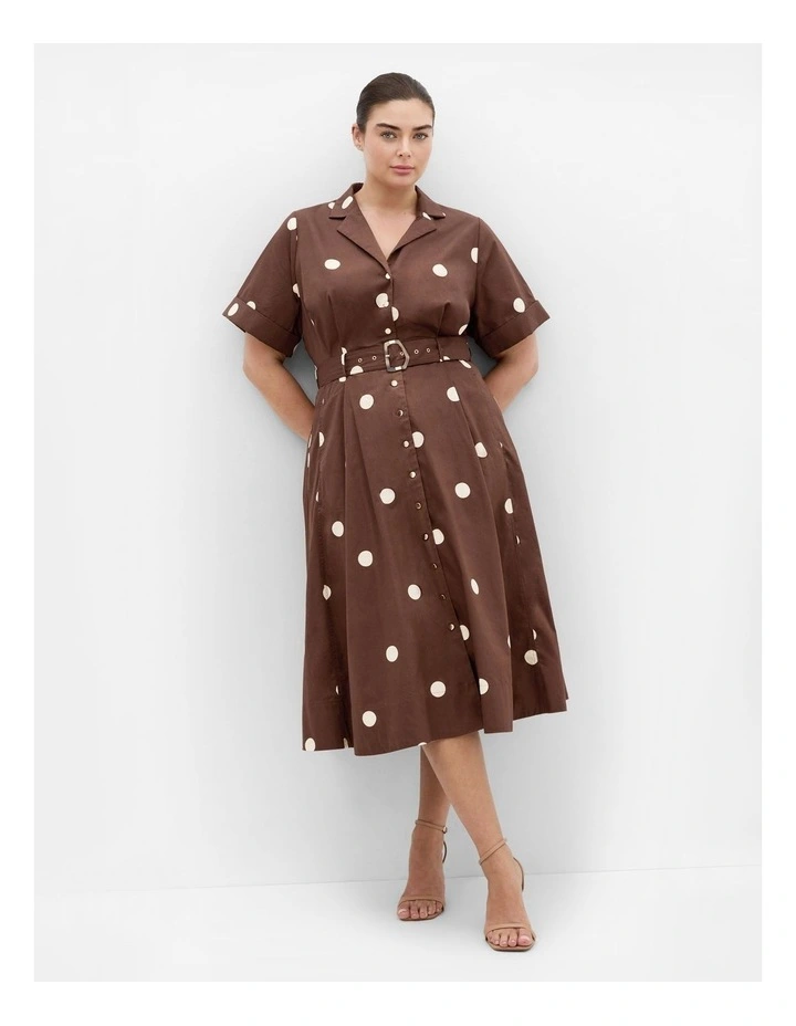 Lily Spot Print Shirt Dress in Chocolate image 1