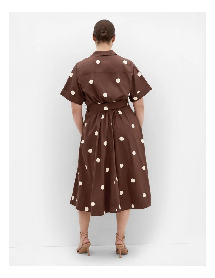 Lily Spot Print Shirt Dress in Chocolate image 2