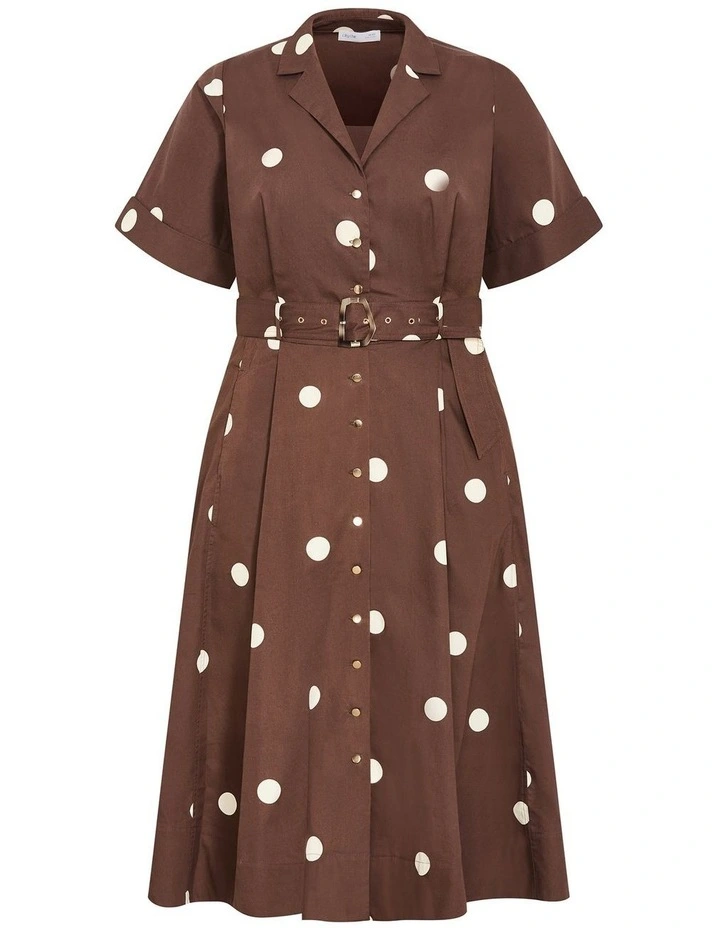 Lily Spot Print Shirt Dress in Chocolate image 3