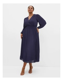 Georgina Pleat Maxi Dress in Navy