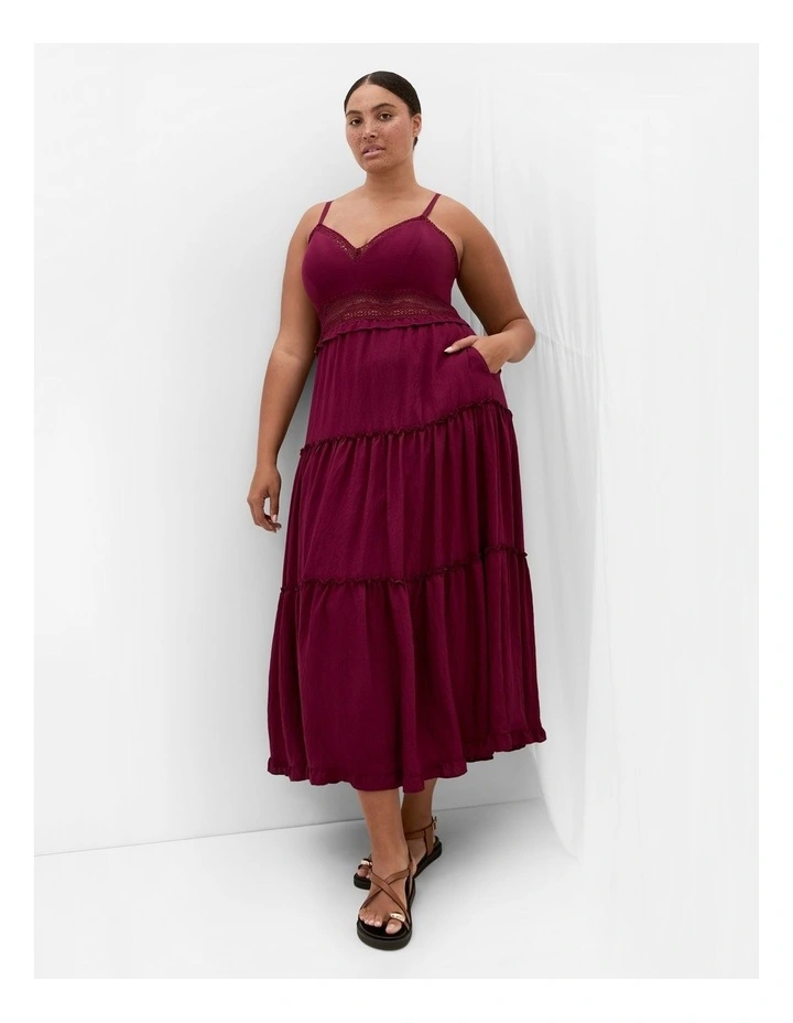 Ayla Crochet Tier Maxi Dress in Pomegranate image 1
