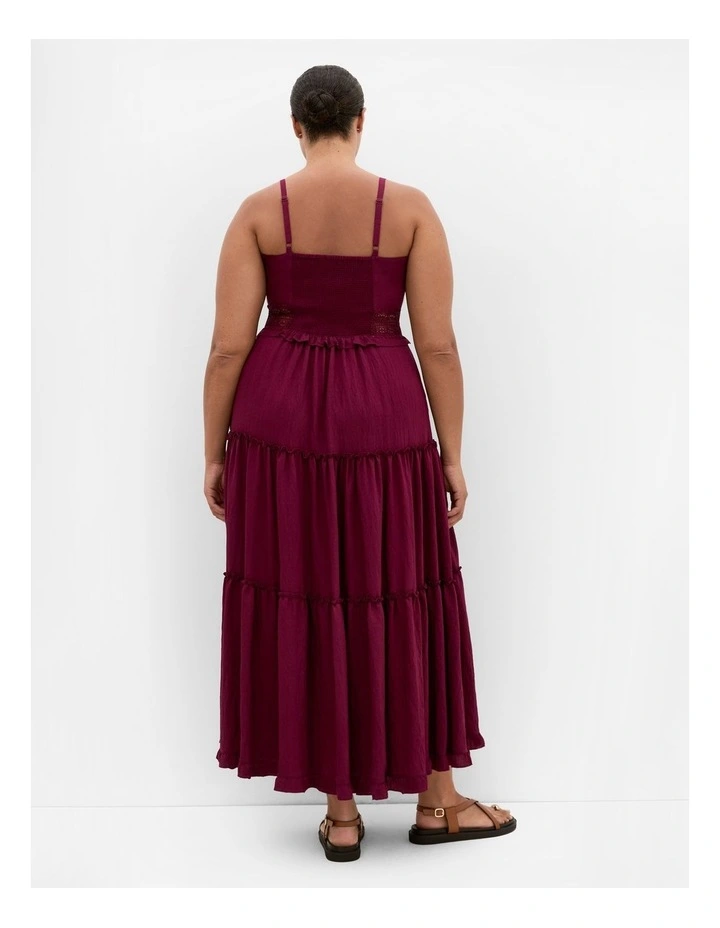 Ayla Crochet Tier Maxi Dress in Pomegranate image 2
