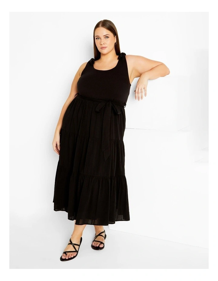 Hallie Tier Midi Dress in Black image 1