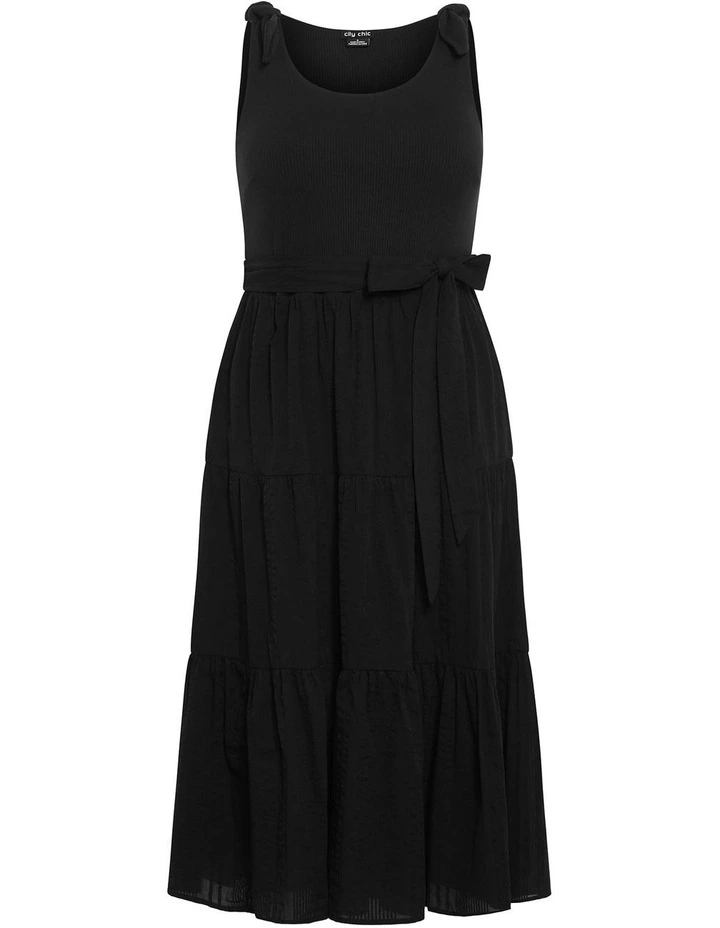 Hallie Tier Midi Dress in Black image 3