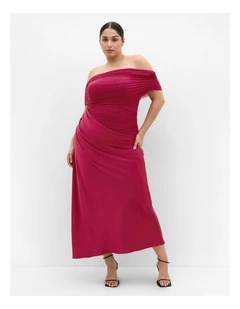 Tati Off Shoulder Maxi Dress in Raspberry