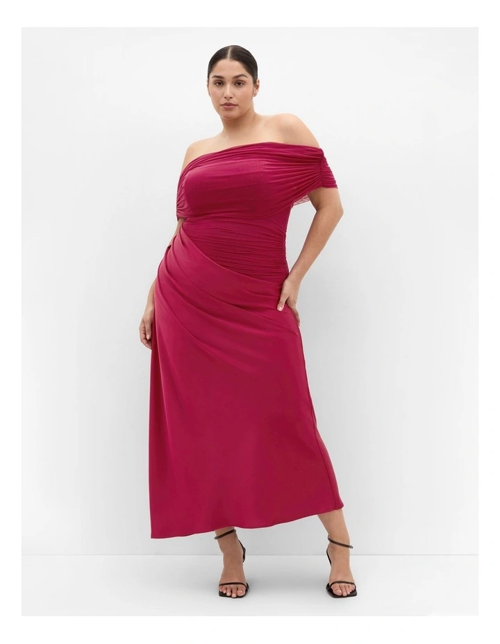 Tati Off Shoulder Maxi Dress in Raspberry image 1