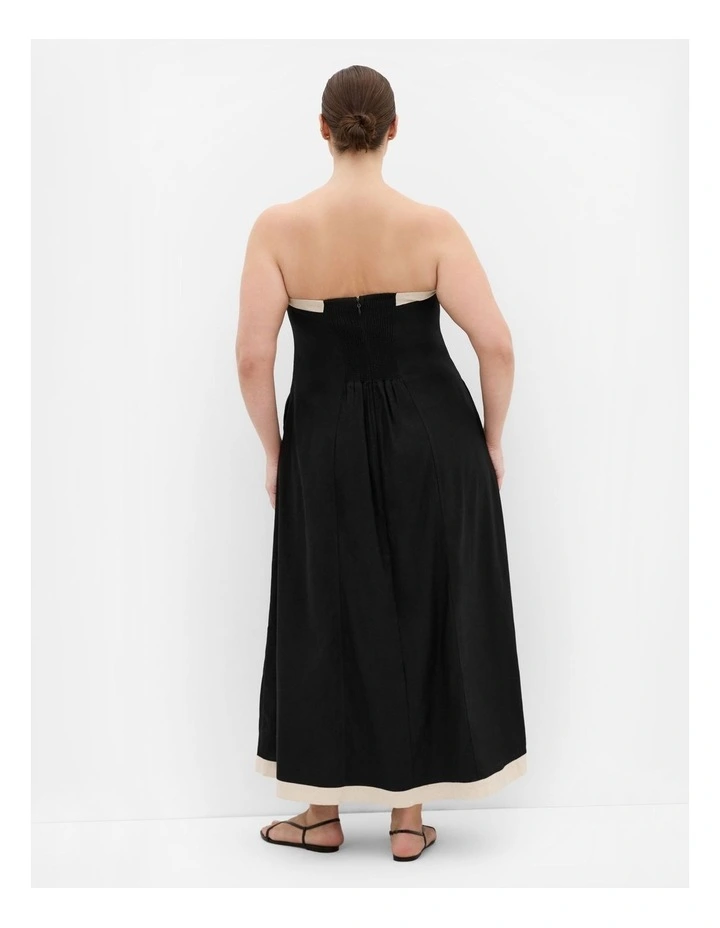 Contrast Strapless Maxi Dress in Black image 2