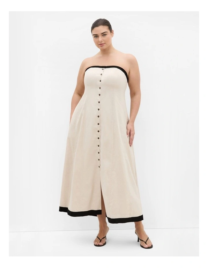 Contrast Strapless Maxi Dress in Natural image 1