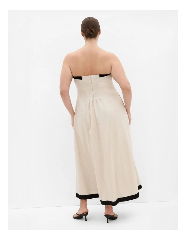 Contrast Strapless Maxi Dress in Natural image 2