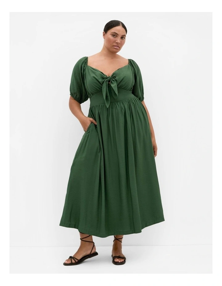 Villa Roma Tie Front Dress in Jungle Green image 1