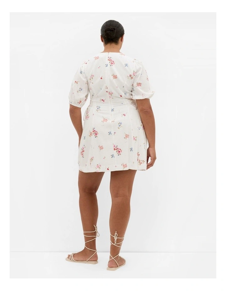 Briella Petal Print Mini Dress in Ivory image 2