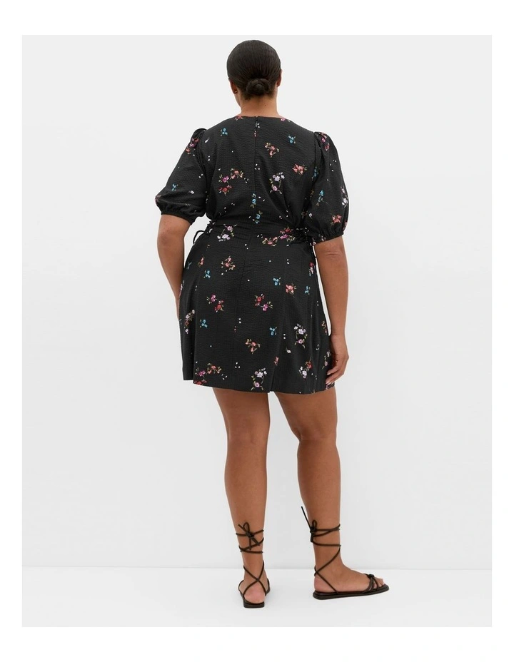 Briella Bouquet Print Mini Dress in Black image 2