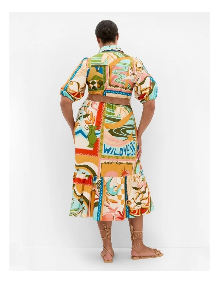 Wild Soul Print Shirt Dress in Multi image 2