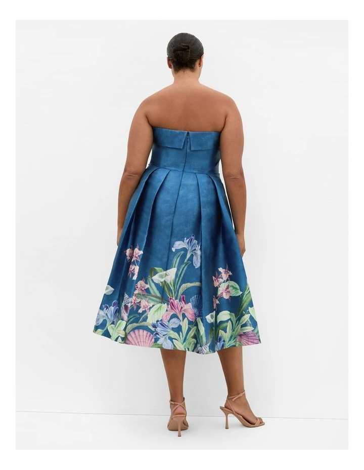 Tiffany Bloom Strapless Midi Dress in Blue image 2