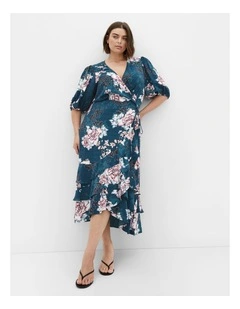 Bri Floral Wrap Dress in Jade