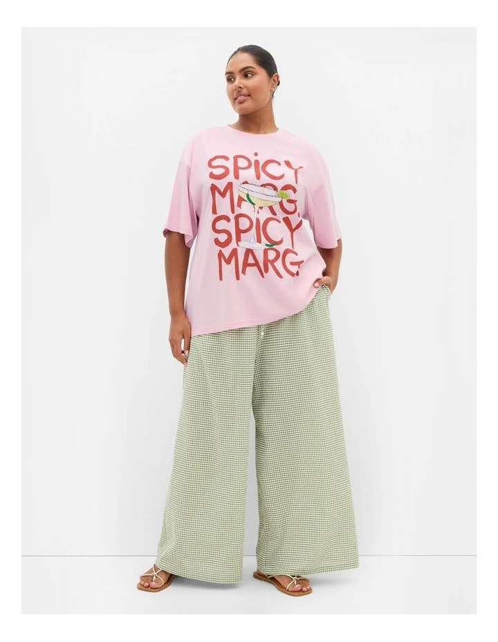 Oversized Margarita Print Tee in Pink image 1